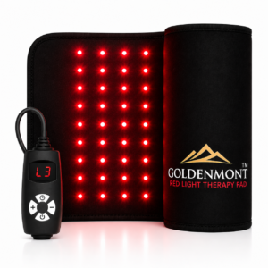 GoldenMont Red Light Therapy Pad – 660nm Red & 850nm Near-Infrared Light Therapy for Muscle Recovery & Wellness
