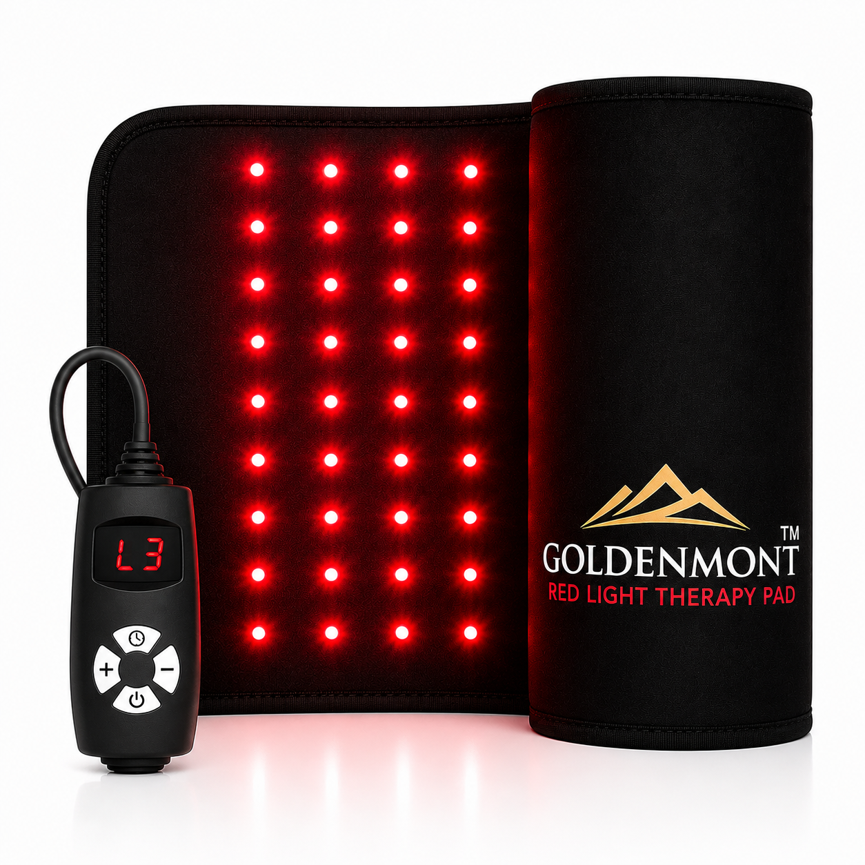 GoldenMont Red Light Therapy Pad – 660nm Red & 850nm Near-Infrared Light Therapy for Muscle Recovery & Wellness
